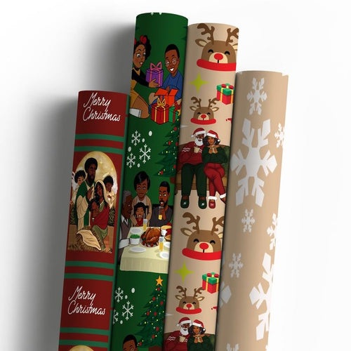 🔥$9.99 On Sale Today Only🤶🏾Home for the Holidays Black Santa Wrapping paper