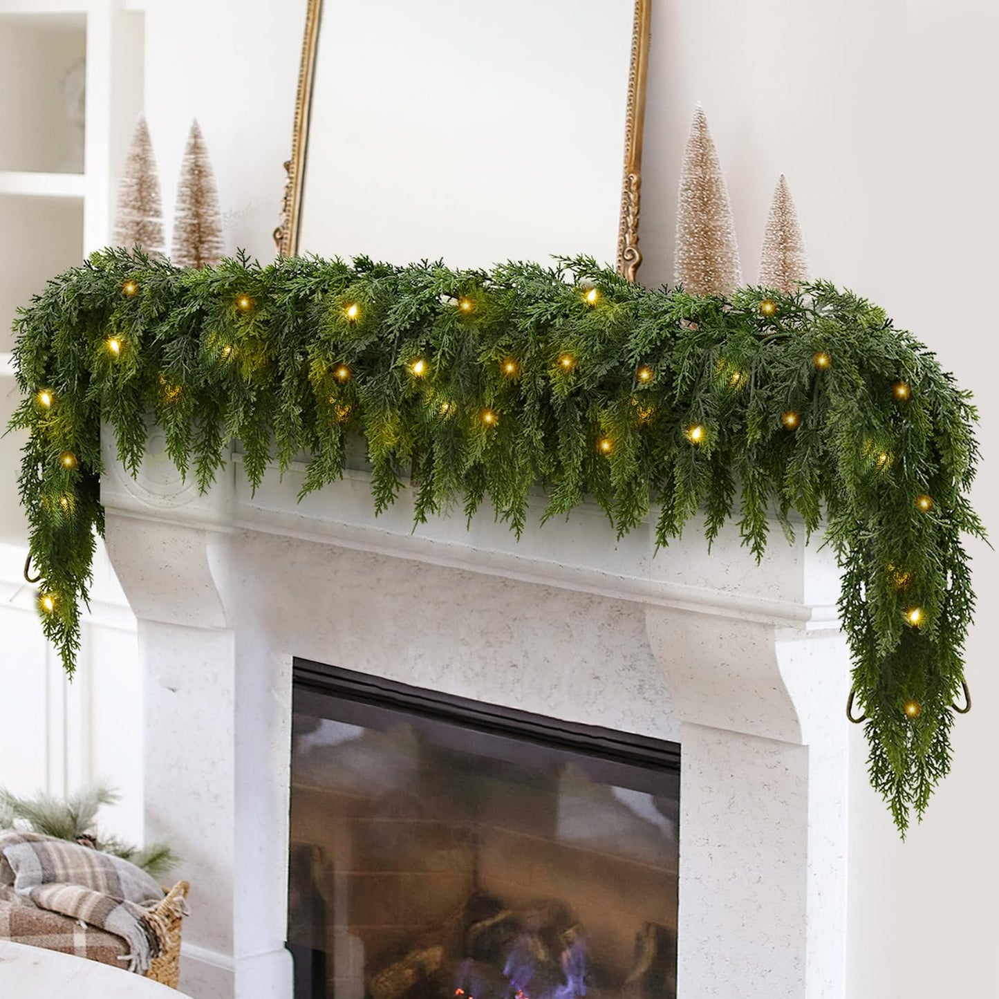 🏆Christmas Hot Sale-60% OFF💥 Pre-lit Christmas Cedar Garland