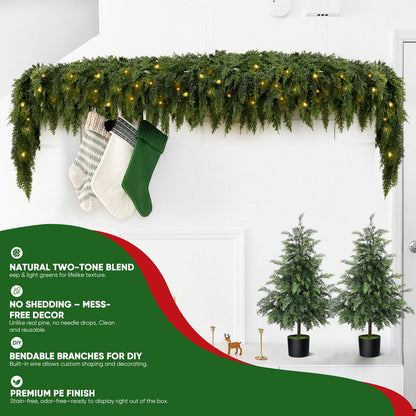 🏆Christmas Hot Sale-60% OFF💥 Pre-lit Christmas Cedar Garland