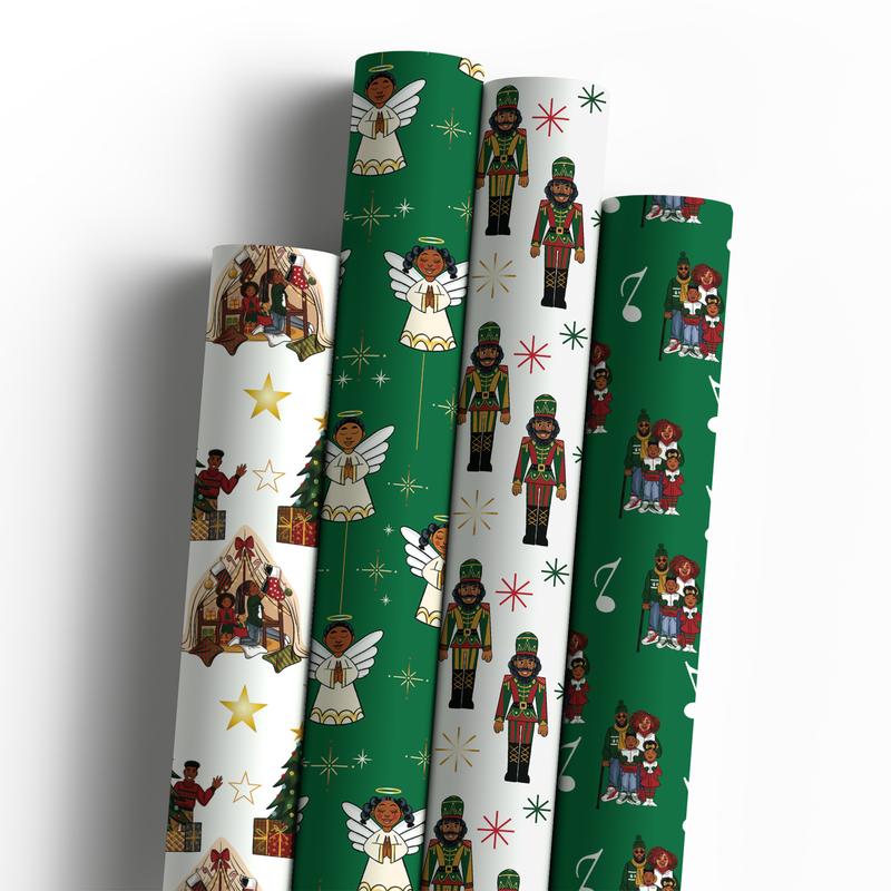 🔥$9.99 On Sale Today Only🤶🏾Home for the Holidays Black Santa Wrapping paper