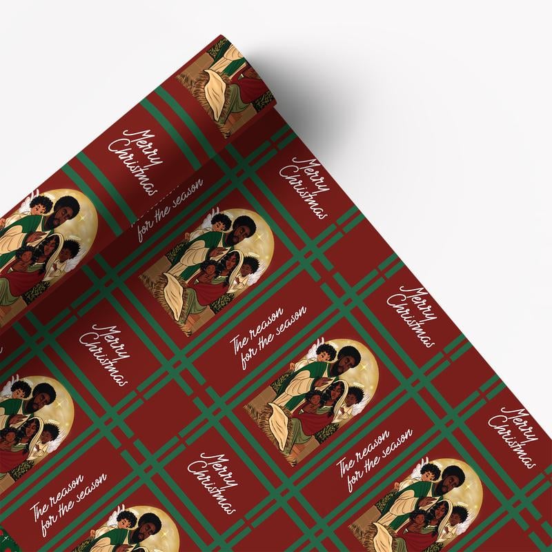 🔥$9.99 On Sale Today Only🤶🏾Home for the Holidays Black Santa Wrapping paper